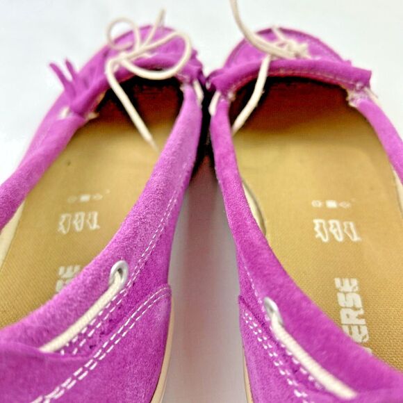 Converse Women's 10 Purple‎ Suede Moccasins Shoes Fringe Boho Festival Flats - Picture 8 of 12